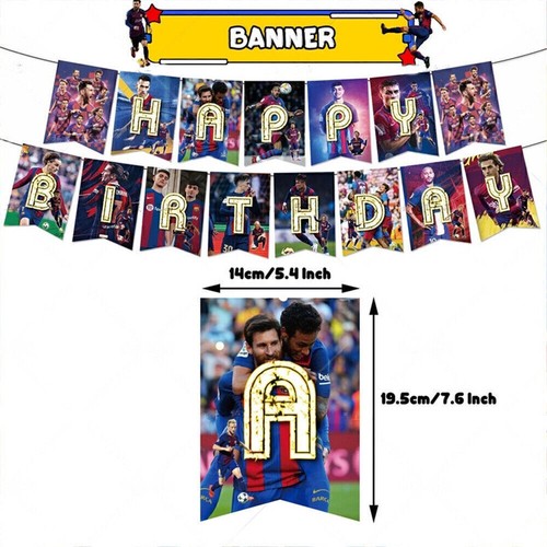 Barcelona Fußball Kindergeburtstag Geburtstagsdeko Happy Birthday Girlande Sets - Bild 5 von 5
