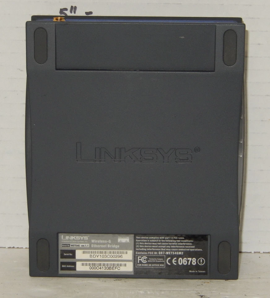 Linksys WET54G 2.4GHz 802.11g Wireless G Ethernet BRIDGE 54 Mbps No Adapter - Image 3 of 4