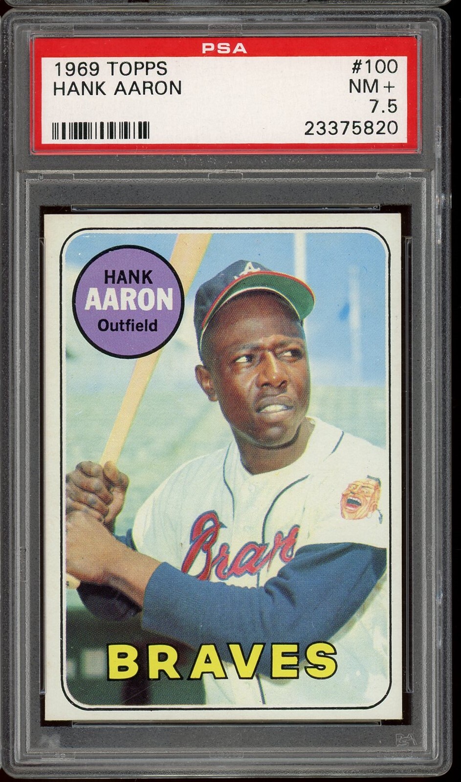 1969 Topps Baseball #100 Hank Aaron PSA 7.5