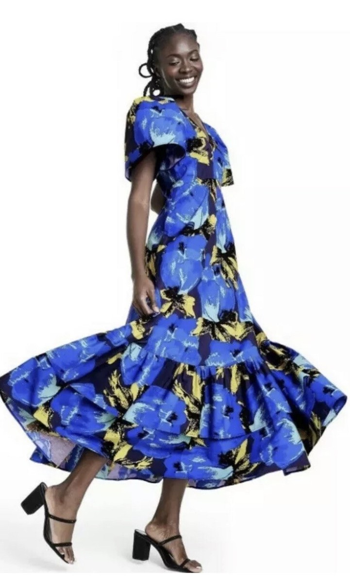 christopher john rogers blue dress NWT Floral Puff Sleeve Size 4 collection-maxi-dresses Off Shoulder Draped Mini Blazer & Waistcoat:42 UK/US Debuted on the Spring