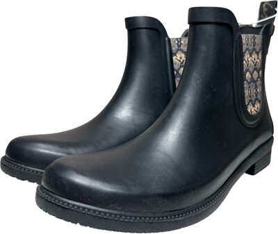 Joules Waterproof Chelsea Rain Boots Rutland Black 8M NEW