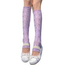 Ultrathin Ice Silk Sleeve for Women Bowknot Print Arm Leg Cover Fingerless Glove