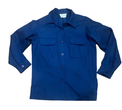VTG 60s 70s Pendleton Wool Board Shirt Blue~Flap Pockets~Loop 