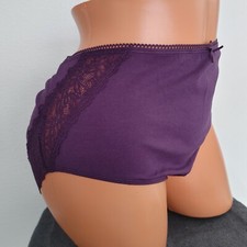 LANE BRYANT CACIQUE FULL HIGH LEG BRIEF 18/20 PANTY SOLID PURPLE LACE SIDES BACK