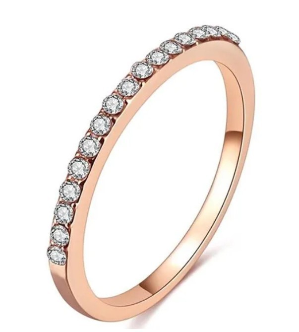 Rose Gold Wedding Band with simulated diamonds