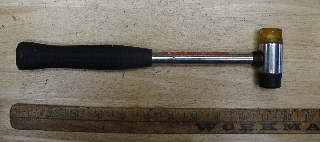 Unbr. 8.7oz Soft Blow Hammer,2-9/16 Head,W/ 15/16" Diam Blk & Yellow Faces,China