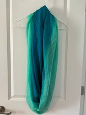 lightweight Ombre Infinity Scarf Teal  Mint Soft Acrylic Loop Scarf