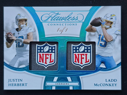 JUSTIN HERBERT LADD MCCONKEY 2025 Panini Flawless NFL Dual Logo Shield #1/1