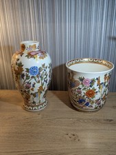 Vintage Japanese Panda Vase And Planter Rare Japanese  Imari Rose And Peacock