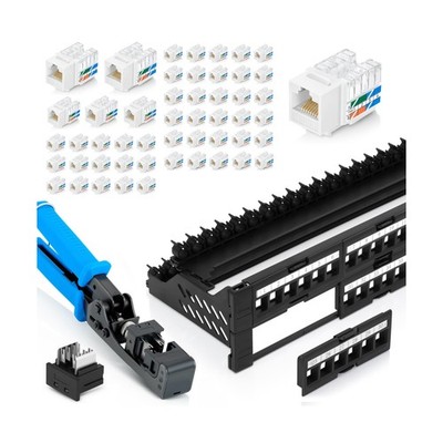 Bundle   4 Items: 48 Port Keystone Patch Panel (1-Pack) + 90° Angled