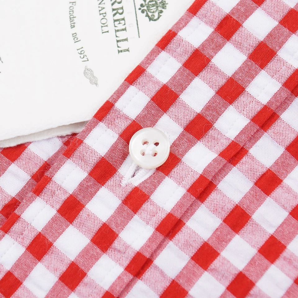 Camisa Luigi Borrelli Slim-Fit Ligera Algodón Seersucker 15 (UE 38) NUEVA CON ETIQUETAS Foto 3 de 4