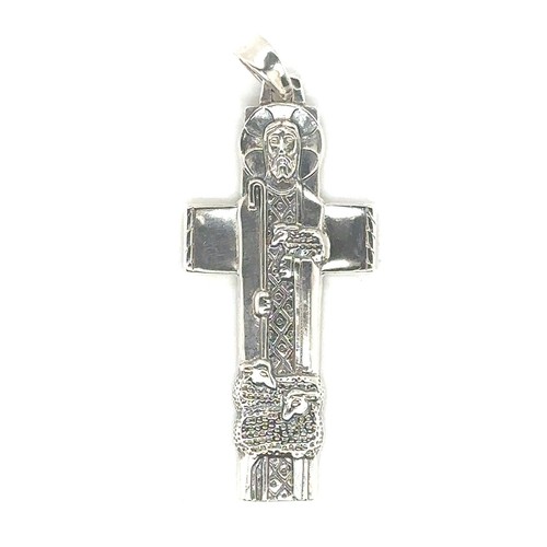 Retired James Avery Jesus Good Shepherd Lambs 925 Silver Religious Cross Pendant