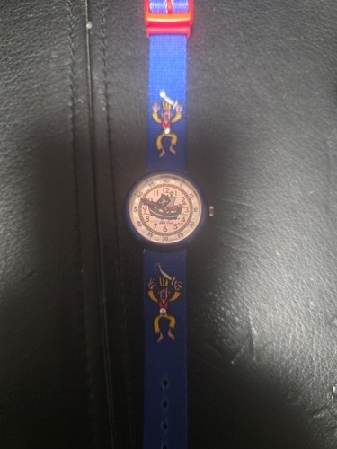 Vintage Flik Flak by Swatch 1995 Pirates Ship Dial Blue Watch for Boys 29mm