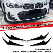 Front Sto�stange Aero Flaps Flics f�r BMW 3er G20 2023+ Facelift Glanz Schwarz