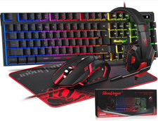 RGB Gaming Keyboard Mouse Headset Combo USB Wired Backlit PC Set - Fast Ship