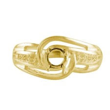 925 Sterling Silver 5mm Round Semi Mount Solitaire with Accents Engagement Ring