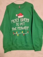 Christmas Funny Sweatshirt Men's L Holiday Fun  Warmth Green