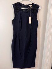 Rebecca Taylor Navy Sheath Shift Dress With Lace Lined Stretch Sz 6 NWT
