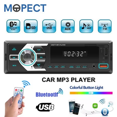 MOPECT Autoradio 1 DIN MP3 Player Bluetooth-Freisprecheinrichtung USB TF Aux FM - Bild 1 von 4