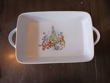 Disney Winnie the Pooh Christmas Ceramic Casserole Dish Rare