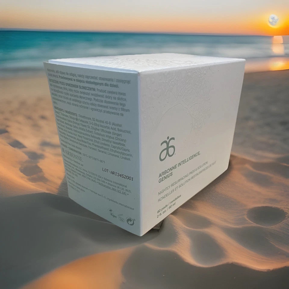Almohadillas y solución de rejuvenecimiento nocturno Arbonne Intelligence Genius nuevas sin etiquetas #3 Foto 2 de 4