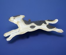 ORNAMENTO CANE DA CORSA VINTAGE IN METALLO DIPINTO A MANO