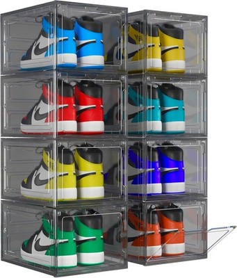Unique Impression 8er Pack Grau Stapelbare Schuh Aufbewahrungsboxen - 8 Stück, 