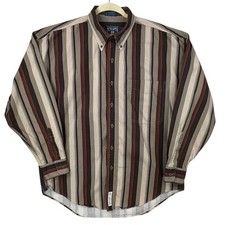 Ralph Lauren Chaps Button Mens Shirt Large Striped 90s Western Rodeo Country