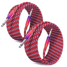 Elebase 1/4 inch 6.35mm TS Guitar Cable 10FT 2Pack,Quarter 10FT/3M, Colorful