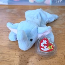 Ty Beanie Babies Peanut Elephant Plush Retired Blue Stuffed Animal 1995