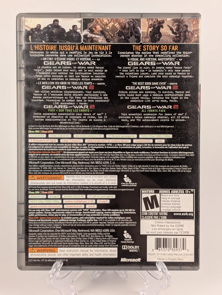 Gears of War Triple Pack (Microsoft Xbox 360)➡️CIB - Tested - Excellent 📀s! - Image 2 of 4