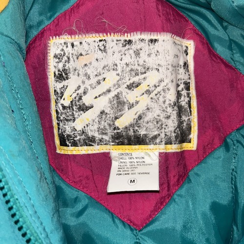 Vintage 80s Izzi Colorful Ski Bomber Puffer Jacket size Medium M - Picture 2 of 4