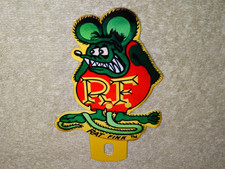 Vintage Rat Fink Speed Shop Metal Ratfink Gasoline Oil License Plate Topper Sign