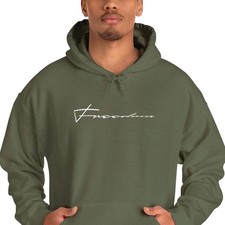 Heavy Blend Hooded Sweatshirt "Freedom" white graphic