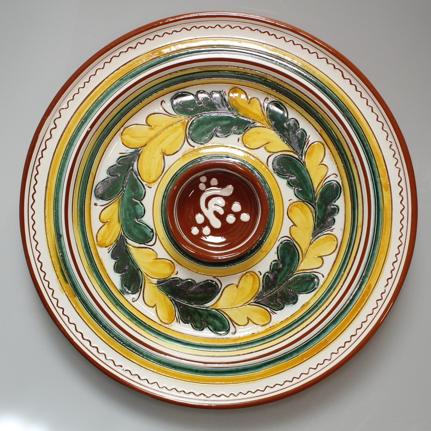 Simonsen Pottemaker Sandnes Norway Chip and Dip Redware Serving Tray 12.5"