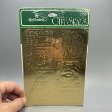 Vintage Hallmark Christmas Gift Seals Stickers Gold Embossed Sealed NOS
