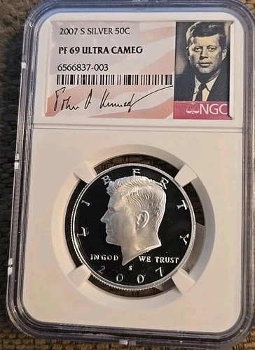 2007 S Silver Kennedy Half Dollar Proof PF69 UC NGC Portrait Label