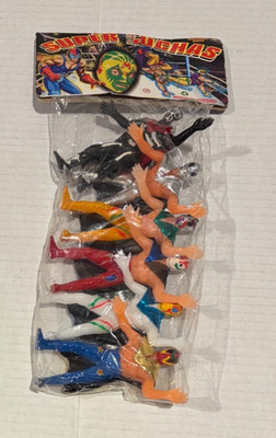 6 DIFF Super Luchas 4'' Tall Wrestling Figures with Masks & Capes New Old Stock!