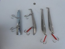4 Large 35 Ounce Each Ling Cod Tuna Leaded Hooked Deep Water Jigs