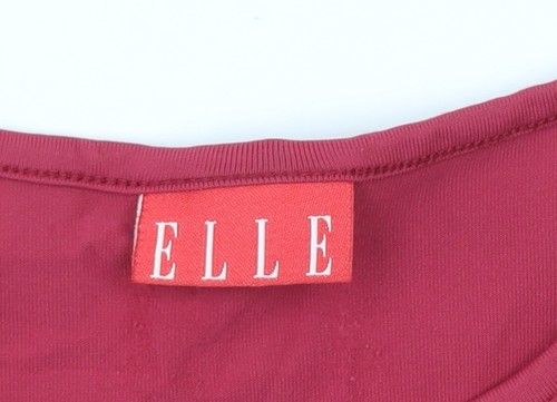 ELLE Damen T-Shirt rot Logo Gr. M Kurzarm stretchig Oberteil - Bild 7 von 12