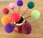 Filzblumen Kugel 9 Stück aus  100% WollFilz handmade  15cm lang  Stiel biegsam