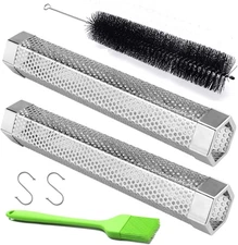 Pellet Smoker Tube, 2 Pack 12'' Stainless Steel BBQ Wood Pellet Tube Smoker