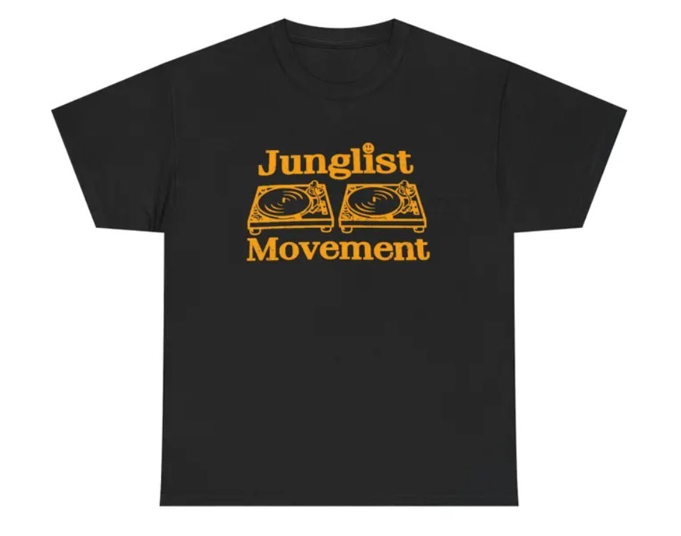 Junglist Movement, Music Record Turntable DJ Human Traffic Rock n Roll Unisex T-