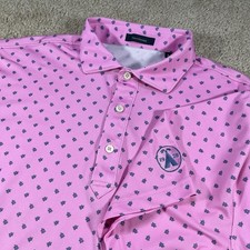 Turtleson Polo Shirt Mens Sz L Pink Geometric Golf Performance Short Sleeve Logo