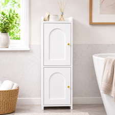 Slim Bathroom Storage Cabinet Narrow Floor Cupboard White Freestanding Unit UK