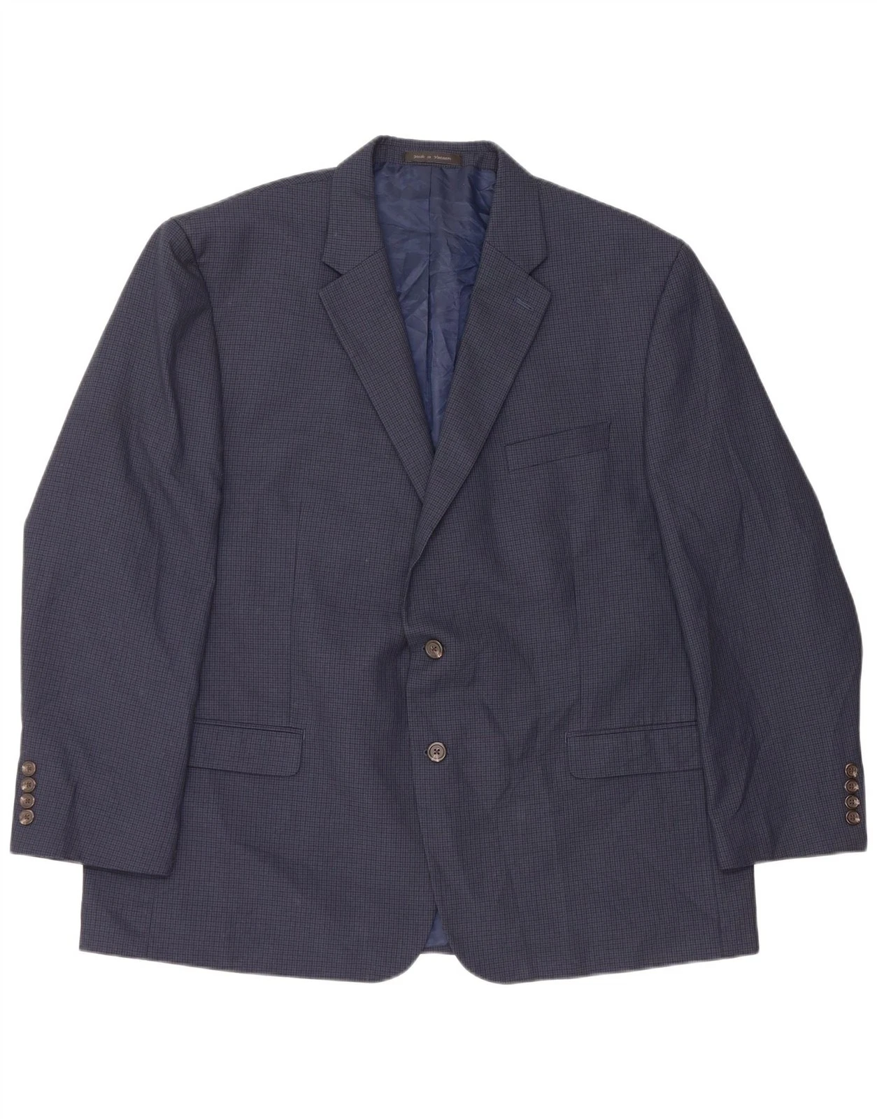 Chaps Mens Blazer Jacket EU 50 Large Navy Blue Houndstooth Polyester CA25
