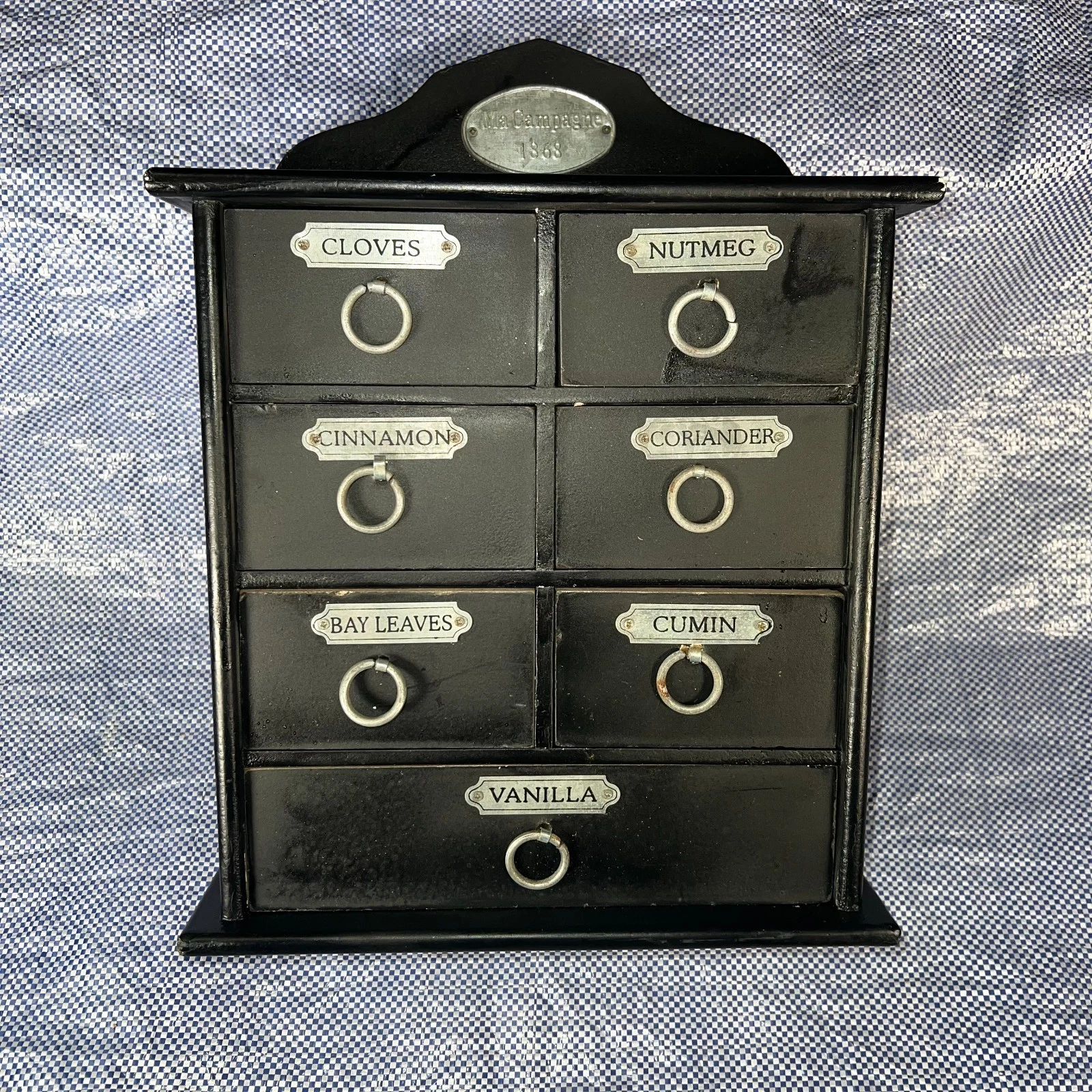 Vintage Wooden Apothecary Spice Cabinet Rustic Drawer Herb Storage Organiser