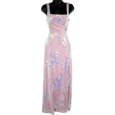 City Studio Floral Sequin Pink Gown Slit Pockets Formal Prom Dress Size 3