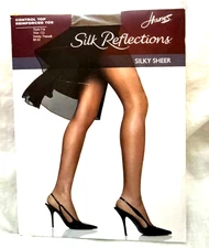 HANES Silk Reflections Control Top/Reinforced Toe Silky Sheer Pantyhose~SZ CD