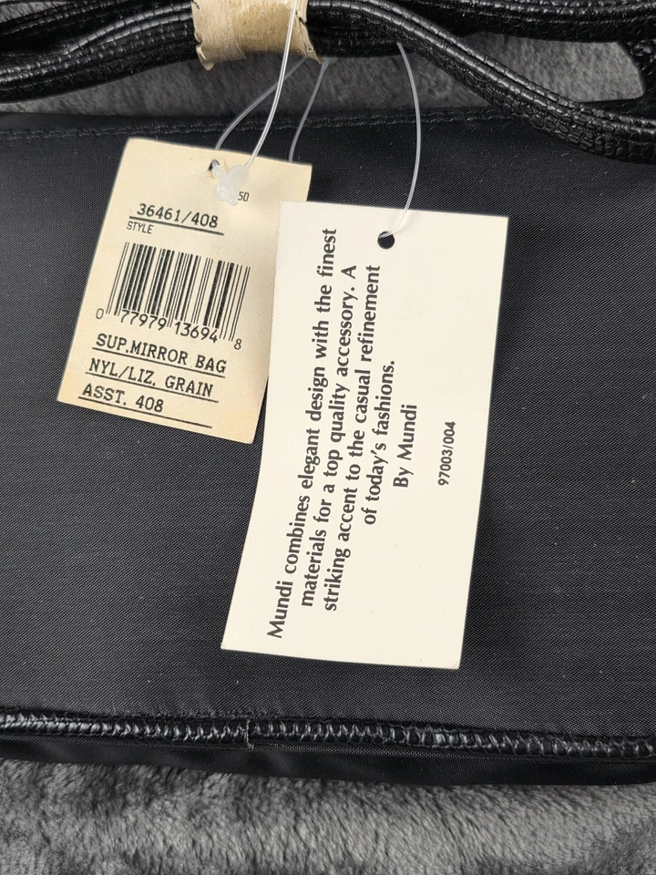 Mundi Shoulder Bag Womens Black Nylon Lizard Grain Flap Crossbody Mirror Clutch - Image 2 of 4